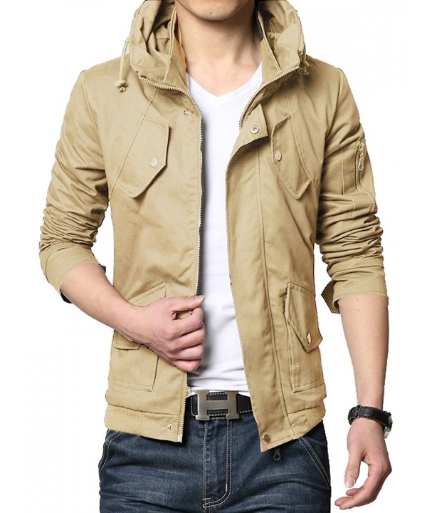 Men's Military Style Hipster Stand Collar Jacket Outdoor Full Zip Coat ...
