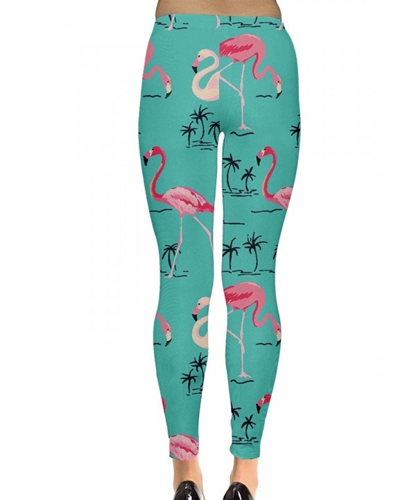 Womens Flamingo Birds Summer Pool Party Leggings- XS-5XL - Aqua ...