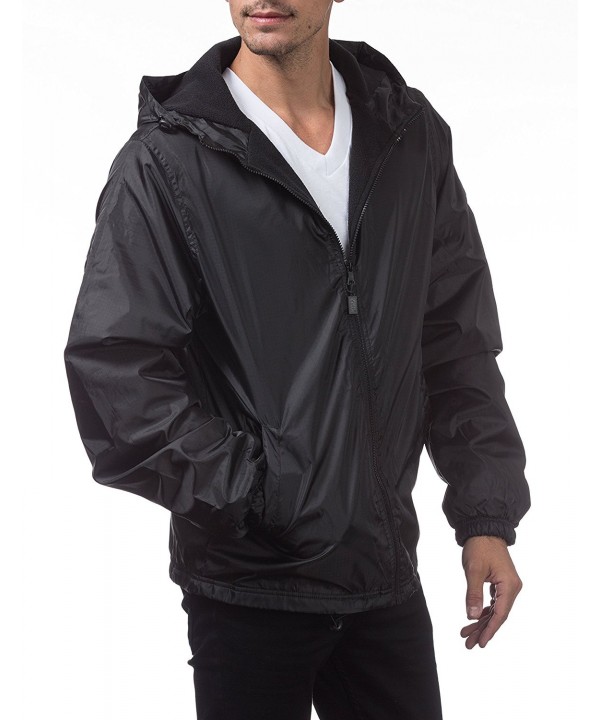 Men's Fleece Lined Windbreaker Jacket - Black - CN17YC07NCX