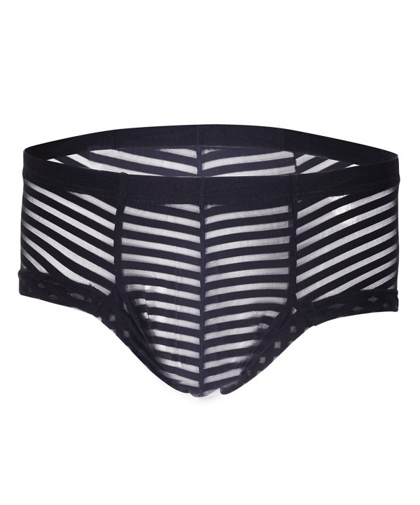 Men's Sexy Transparent Boxer Briefs Low Waist Underwear Mesh Stripe ...