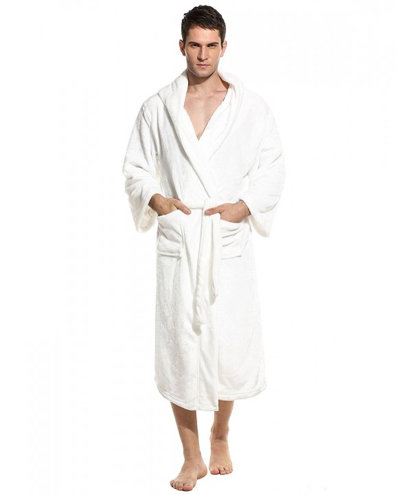 Men's Hooded Plush Bath Robe With Pockets-Long Hooded Bathrobe 4 Color ...