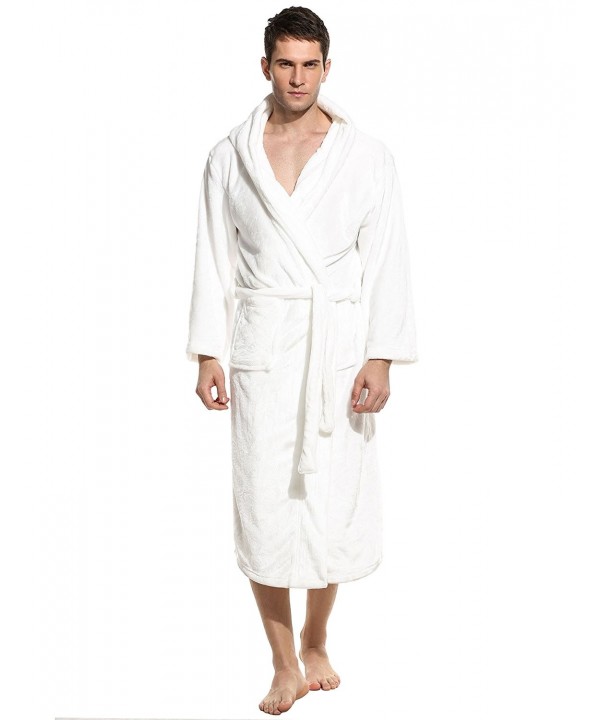 Men's Hooded Plush Bath Robe With Pockets-Long Hooded Bathrobe 4 Color ...