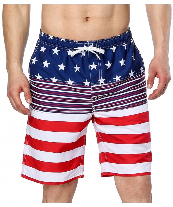Men's USA American Flag Swim Trunks Quick Dry Beach Boardshort ...