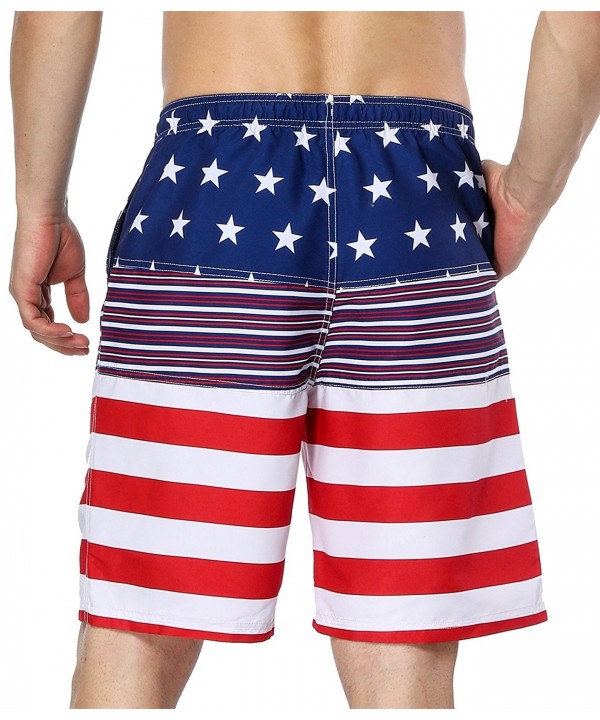 Men's USA American Flag Swim Trunks Quick Dry Beach Boardshort ...