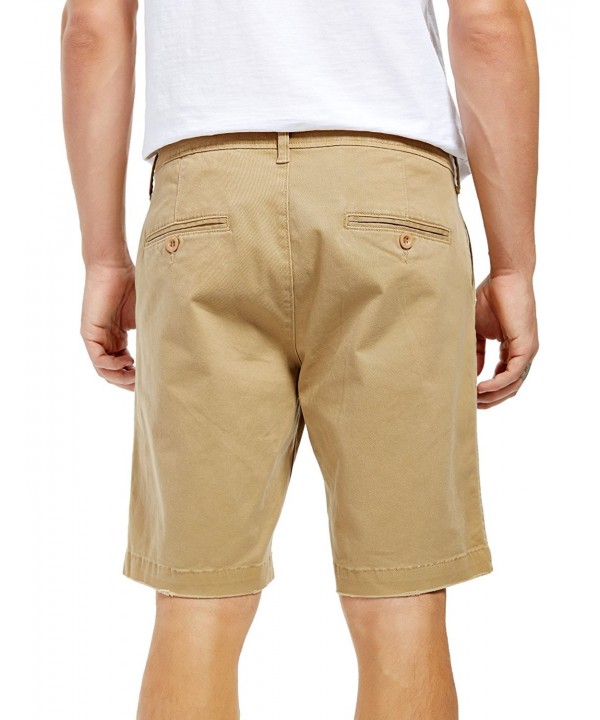 Men's Casual Flat Front Cotton Chino Short Pants Knee Length Classic ...