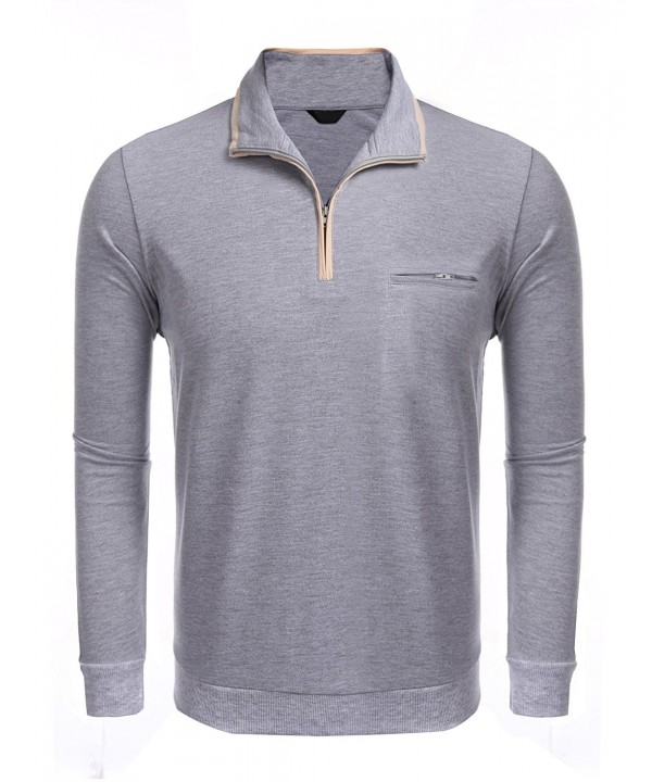 Download Men's Relaxed Fit Quarter Zip Mock-Neck Polo Collar ...