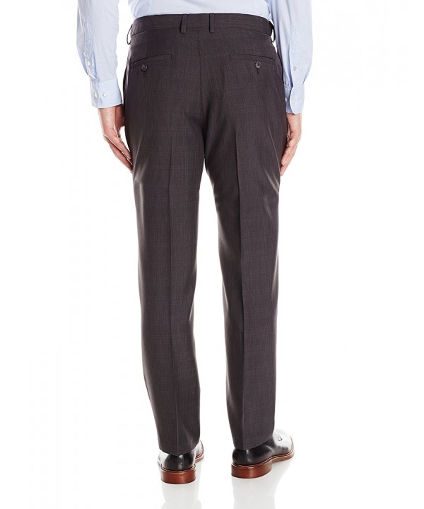 Men's Textured Windowpane Straight Fit Plain Front Pant - Charcoal ...