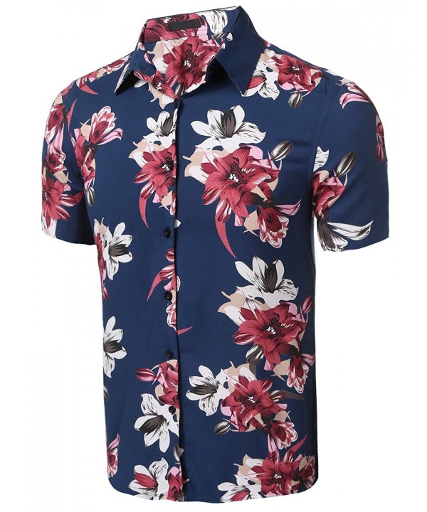 Men's Floral Button Down Shirt- Short Sleeve Casual Summer Aloha ...