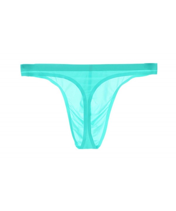 Mens Traceless Sexy Thongs Low Rise Underwear Ice Silk Briefs - Iceblue ...