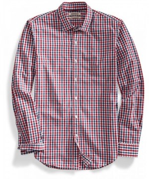 Men's Slim-Fit Long-Sleeve Two-Color Gingham Shirt - Red/Blue - CE17Y287IN7