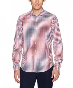 Men's Slim-Fit Long-Sleeve Two-Color Gingham Shirt - Red/Blue - CE17Y287IN7