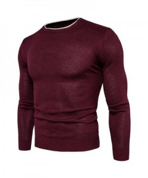 Mens Pullover Sweater Slim Comfortably Knitted Long Sleeve Solid Color ...