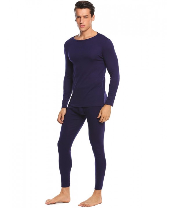 Men's Cotton Winter Long Johns Thermal Soft Cotton Shirt/Pants 2PC ...