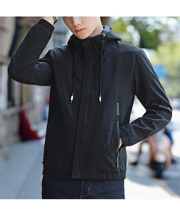 Men's Casual Soild Zipper Hoodies Windbreaker Travel Jacket Outwear ...