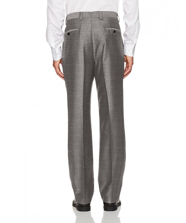 Men's Plaid Regular Fit Suit Seperate Pant - Black/White - C517Z3LMQUN