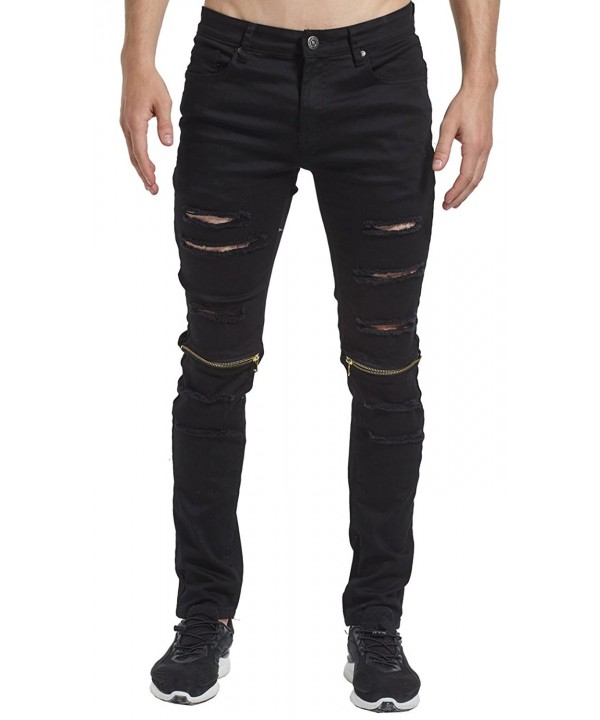 black ripped jeans with zippers