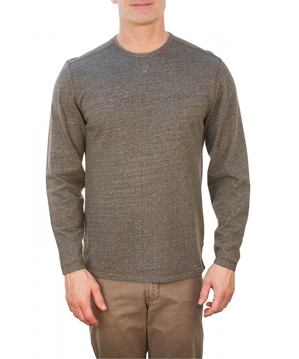 Mens Helmut Long Sleeve Heather Plated Cotton Crew Neck Shirt - Stag ...
