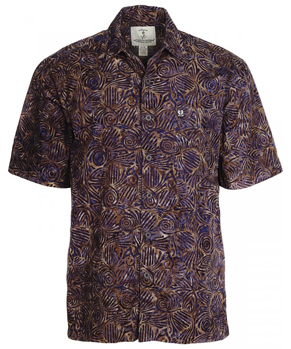 Mens Serenity Batik Cotton Shirt - Paradise Purple - C311VX2OE9T