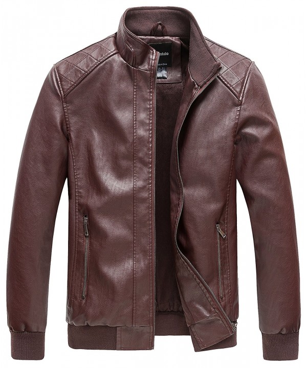Men's Leather Jacket with Removable Hood - Wine Red - CD17YUSXK4E