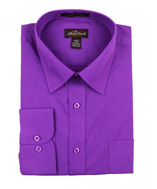 Men's Solid Long Sleeve Dress Shirt - Violet - C512LWV6H1X