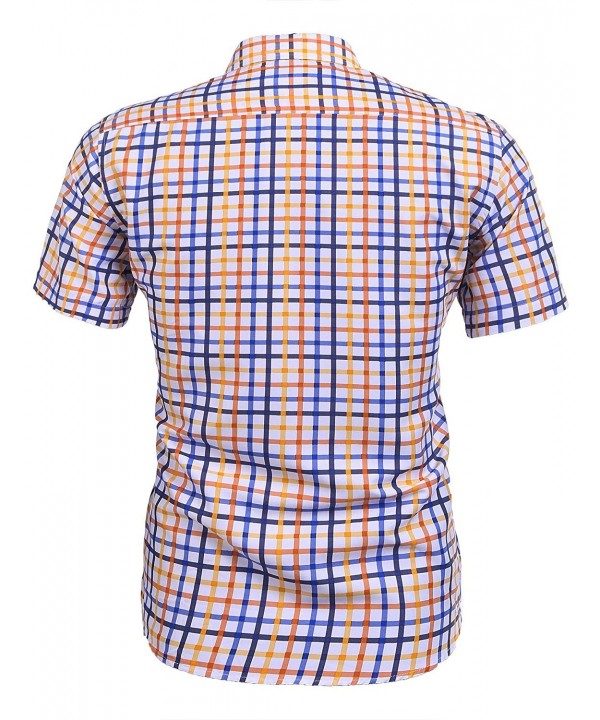 Men's Hipster Plaid Casual Slim Fit Button Down Shirts - Yellow 2 ...