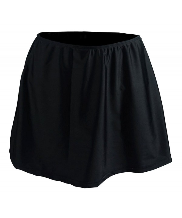 Women's Solid Black Skirted Bikini Bottom Skirt Swimdress(FBA) - Black ...