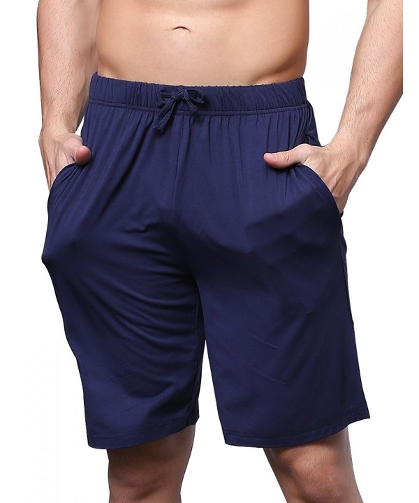 Men's Bamboo Pajama Bottom Lounge Shorts - Navy - C9186DKR3R6