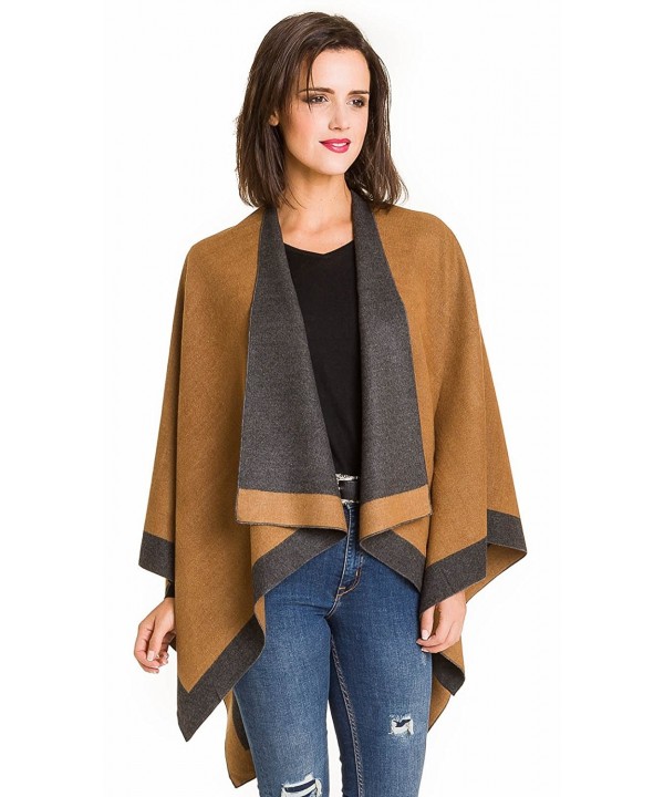 Cardigan Poncho Cape: Women Elegant Gray Camel Cardigan Shawl Wrap ...